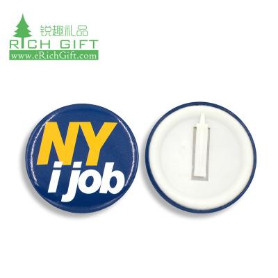 China cheap custom printed 3D logo round shape magnet blank tin button badge mirror 58mm plastic material wholesale pin back for sale