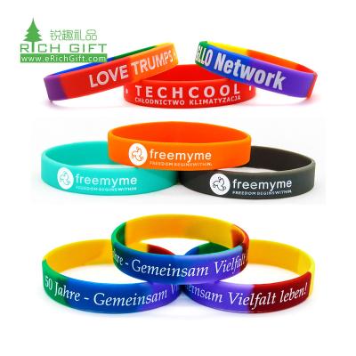 China Art Bulk Wristband Silicone Rubber Wrist Bands Anime Silicone Folk Eco-friendly Wristband Custom Printed Logo For Wristband for sale