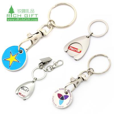 China Wholesale Customized Custom Shopping Trolley Chip Sublimation Metal Epoxy Plastic Lock Token Coin Key Chain For Supermarket Trolley for sale