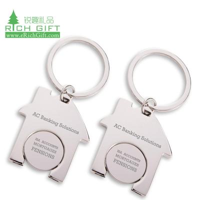 China Free Home Blank Shape Metal Promotion Gift Metal Lock Sublimation Trolley Coin Purchasing Symbolic Key Ring For Supermarket Trolley for sale