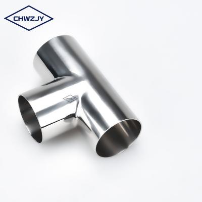 China Ood Chwzjy good quality 304 stainless steel 316l polishing surface sanitary welding equal 304 tee for sale