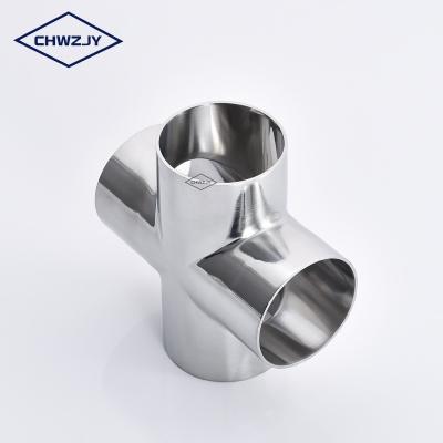 China Ood Chwzjy Weld Connection 304 Sanitary 316L Stainless Steel 4 Way Top Cross Tee for sale