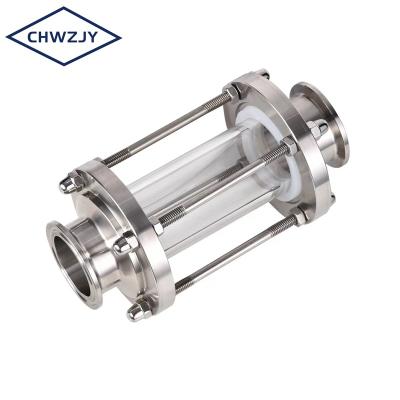 China JY 304 Beer Sanitary 316L Stainless Steel Pipe Straight Triclovers Hold Connection Tank Sight Glass With Ferrule Food Grade for sale