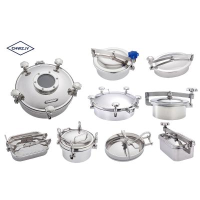 China High Quality Circular Manway Food Tank Pressure Ss316l With Flange Sight Glass Mini Oval Bell Mouth Manhole Cover for sale