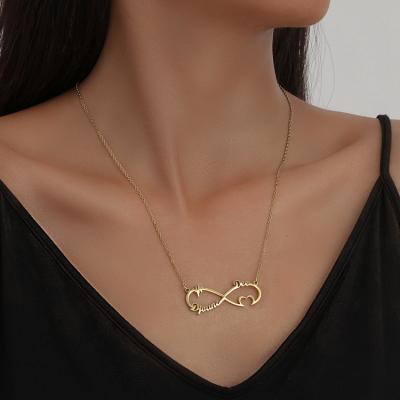 China FASHIONABLE Simple Exquisite Infinity Custom Name Heart Gold Stainless Steel Jewelry Women Lover Gift Women Clavicle Clavicle Pendant Necklace for sale