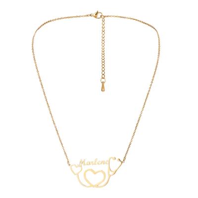 China NUORO FASHIONABLE Creative Necklace Stainless Steel Sensitive Women Couples Stethoscope Hollow Heart DIY Jewelry Gold Love Name Custom Necklace for sale