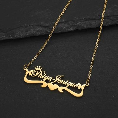 China Custom Made NUORO Letter Name Necklace Vintage Stainless Steel Clavicle Chain Women Jewelry Gold Butterfly FASHION Sensitive Heart Crown for sale