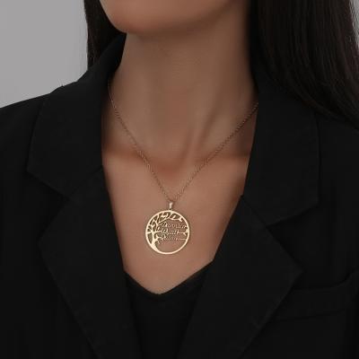 China FASHIONABLE NUORO Personalized Retro Fine Stainless Steel Women DIY Neck Jewelry Gold Custom Your Life Necklace Letter Name Tree for sale