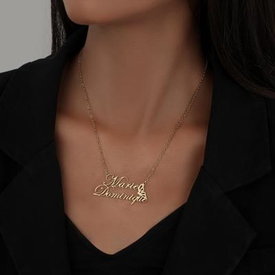 China Custom NUORO Letter Name Necklace Stainless Steel Europe Valentine's Day Couples Jewelry Classic Hot Trendy Gold Butterfly Gift for sale