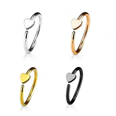 China NUORO 2021 New CLASSIC Fashion Clip Fake Nose Piercing Ring Cuff Body Jewelry For Women Gift Heart Stainless Steel Nose Cuff for sale