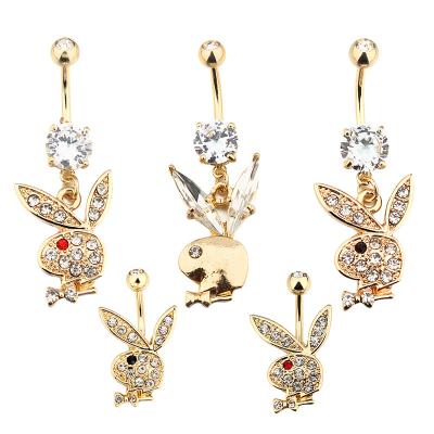 China Newest NUORO CLASSIC style Cute Rabbit Navel Bell Button Rings Animal Navel 316L Surgical Steel Piercing Jewelry for sale