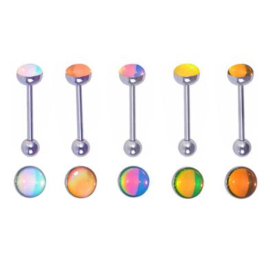 China NUORO 14G CLASSIC Tongue Piercings Ball Jewelry Stainless Steel Oil Candy Color Labret Bar Tongue Drip Ring for sale