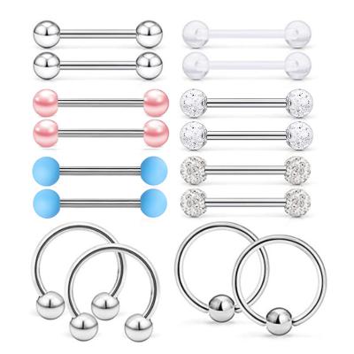 China NUORO Exquisite CLASSIC Nipple Rings For Women 14G Stainless Steel Nipple Shield Barbell Ring Bar Nipplerings Body Piercing Nipple Ring for sale