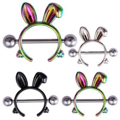 China Cute NUORO 2022 Nipple Rings Piercing Jewelry Bunny Nipple Ring Charming CLASSIC Stainless Steel Barbell Breast Rings 1pair for sale