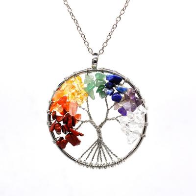 China NUORO Wire Wrapped Colorful Natural Crystal Chakra Gemstone Tree Chain Clavicle Chain FASHION Quartz Handmade Jewelry For Life Necklace for sale