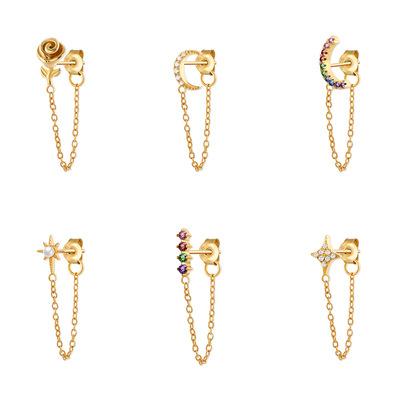 China Single Tassel Diamond Earrings Female Gift S925 Sterling Silver European and American Fashion Rainbow Moon Earrings from NUORO À LA MODE for sale