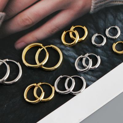 China NUORO Fashion TRENDY 10mm 12mm 14mm 18mm Gold Filled 925 Sterling Silver Huggies Earrings Big Circle Small Round Earrings for sale