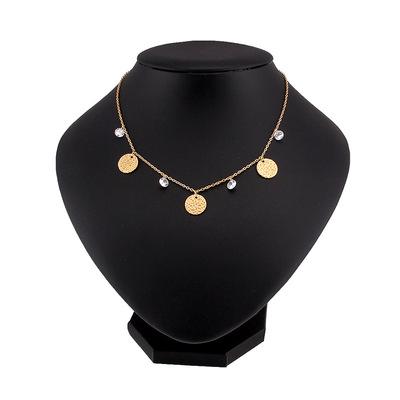 China NUORO Fashionable European and American Gold Geometric Zircon Chain Bead Fashion Crystal Pendant Ladies Party Stainless Steel Necklace for sale