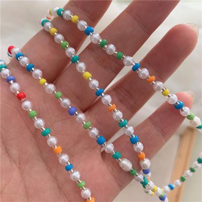 China NUORO FASHIONABLE Hot Selling Rice Bead Necklace Y2K Colorful Creative Bohemian Special Shaped Necklace 2021 New for sale