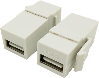 China USB Cable 480mbps USB 2.0 Female To Female Straight Inline Coupler Insert Wall Plate Connectors Adapter White for sale