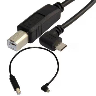 China Camera 30cm Right Angle Micro USB 5pin Male To USB 2.0 B Male OTG Function Adapter Cable For MIDI for sale