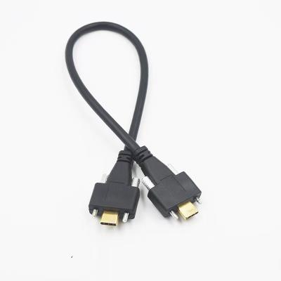 China Fast Data Transfer 5Gbps USB Type C Male To USB Type C Female With Panel Mount Screws Cable Black Color for sale