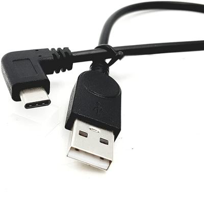 China Fast Data Transfer Short 30cm 90 Degree USB Type C Male To USB 2.0 A Male Data Power Charging Cable for sale