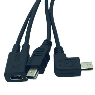 China 2.1A Fast Charging 2 in 1 90 Degree Multi USB A Female to Micro USB 5pin Y Splitter / Micro USB Female Cable for sale