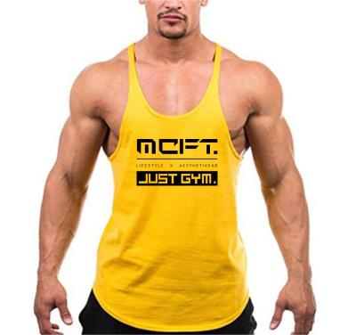 China Custom Logo Body Building Clothing Mens Gym Stringer Singlet Cotton Sleeveless Shirt Workout Anti-pilling Knitting Tank Tops Fitness Clothing For Man for sale