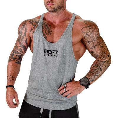 China Custom Men's Stringer Bodybuilding Fitness Muscle Shirt Tank Tops Anti-pilling Logo Y Back Gym Clothing Men's Sleeveless Vest Singlets for sale