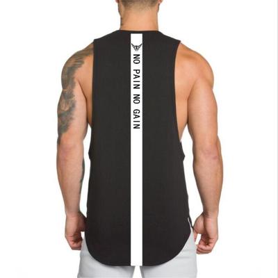 China OEM Summer Custom Fashion Men's Anti-pilling Black White Patchwork Low Cut Tank Tops Mens Gym Bodybuilding Clothing Fitness Sleeveless Vest for sale