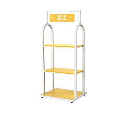 China Promotion Double-Sided Rack Grocery Rack Display Snacks Supermarket Metal Double-Sided Shelf for sale