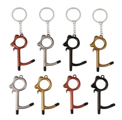 China Custom Metal Metal No Touch Door Opener Accessories Key Chain for sale