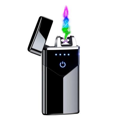 China China Shisha Hookah Metal Double Curve Windproof Men's Gift LED Screen Touch USB Charging Electric Lighter Personalized Customization Unusual Lighters for sale