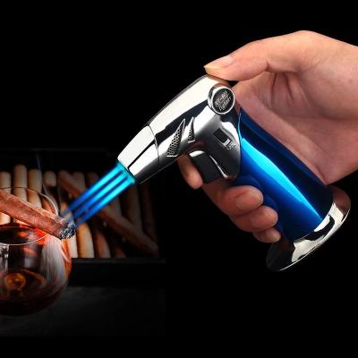 China Wholesale China Hookah Shisha Metal BBQ Jet Gas Lighter Outdoor Triple Torch Lighter For Cigar Tube Kitchen Gun Windproof Instruments For Man for sale