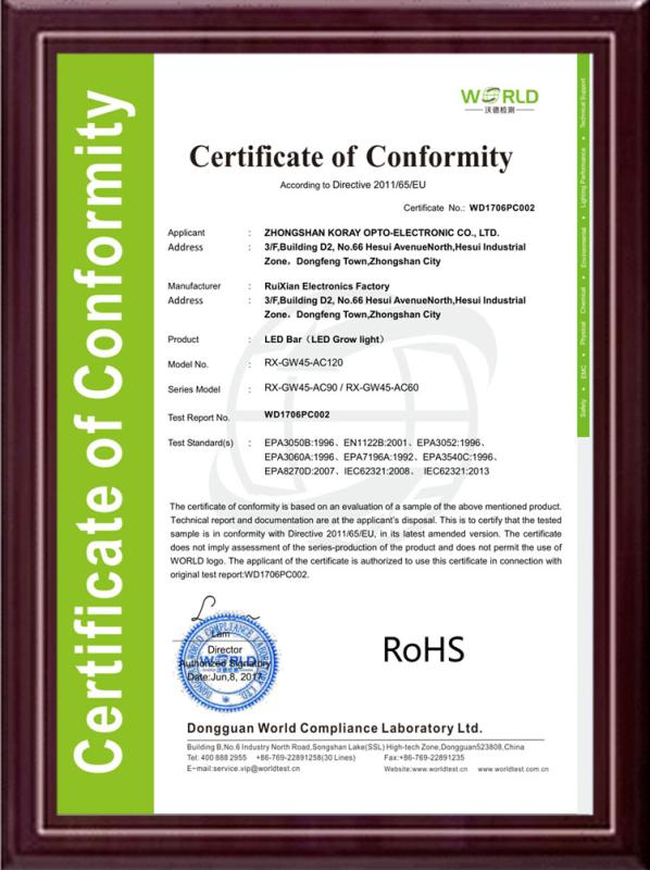 RoHS - Zhongshan Koray Opto-Electronic Co., Ltd.