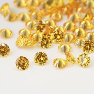 China Color Play Or Fire Loose Zircon Gems CZ Stone High Quality Round Cut Stone Yellow Zircon Stone for sale