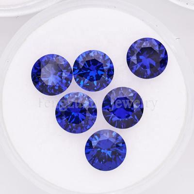 China Hot Sale 114# Color Fire Stone Round Shape Cut Dark Blue Synthetic Spinel Lab Created Loose Spinel Earring 6mm Jewelry Price for sale