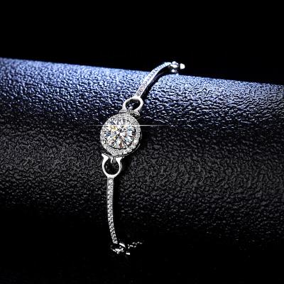 China CLASSIC 925 Round 1ct Excellent Cut D Color GRA Moissanite Silver Bangle Women Wedding Jewelry CLASSIC 19cm for sale