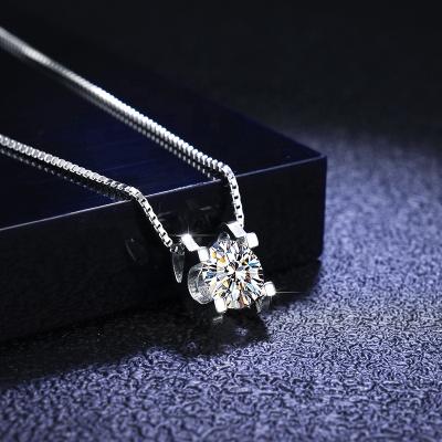 China CLASSIC Silver Jewelry 6.5mm Moissanite Custume Diamond Pendant Necklace for Women Gift Classic 4 Claws Moissanite Pendant Name for sale