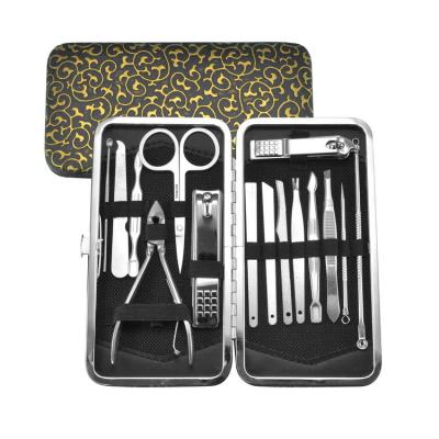 China Maternal Care 15pcs Stainless Steel Manicure Pedicure Tool Kit With Nail Clippers for sale