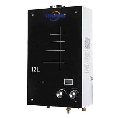 China 12L Outdoor Tankless Glass Panel Water Heater Perfect Thermostat For Washing for sale