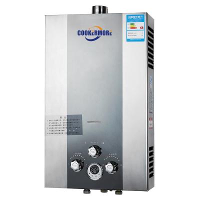 China Outdoor 10L forced exhaust type stainless steel gas geyser with LCD display for sale