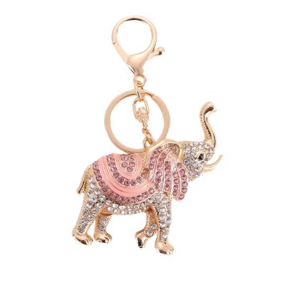 China Crystal+Metal Southeast Asia Diamond Thai Style Enamel Rhinestone Animal Rhinestone Elephant Keychain Keychains Girls Women Gift For Bag Charm for sale