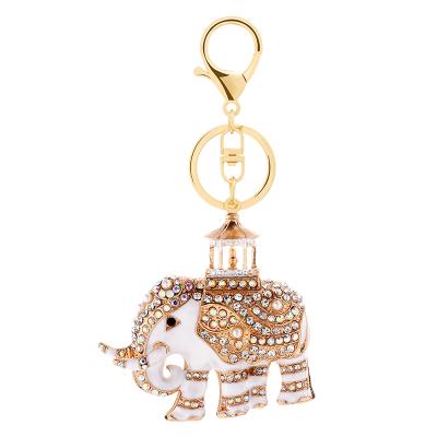 China Diamond Thai Style Enamel Animal Keychains Luxury Rhinestone Elephant Keychains New Terracotta Crystal+Metal Warriors Gifts For Bag Charm for sale