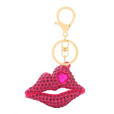 China Crystal+Metal New Arrivals Jewelry Rhinestone Alloy Crystal Metal Key Chains Lips Pendant Hot Sexy Mouth Key Chain For Women Party Gifts for sale