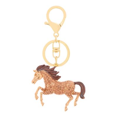 China Crystal+Metal Fashion Horse Diamond Pendant Creative Exquisite Accessories Key Chain Zodiac Signs Key Ring Key Holder For Bag Charm for sale