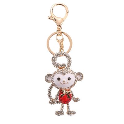 China High Quality Diamond Keychains Animal Rhinestone Kawaii Monkey Vervet Child Gift Signs Crystal+Metal Zodiac Zodiac Key Chains For Gifts for sale