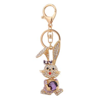 China Crystal+Metal Zodiac Signs Jewelry Rhinestone Combine Metal Key Chains Cute Crystal Bow Tie Rabbit Kawaii Pendant Keychains For Bag Charm for sale