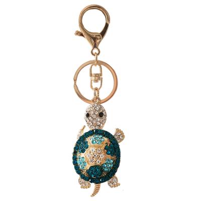 China Creative Cute Crystal+Metal Color Diamond Sea Tortoise 3D Metal Key Chain Tortoise Diamond Pendant Small Gift Alloy Key Chain Bag Accessories for sale